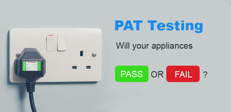 Image depicting a PAT testing device plugged into a socket, highlighting the importance of Portable Appliance Testing for businesses and landlords in Lancaster. Emphasizes safety compliance and the need for a 12-month certificate for electrical testing.
